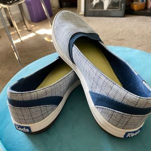Keds ortholite slip on sneakers. Blue plaid 7.5